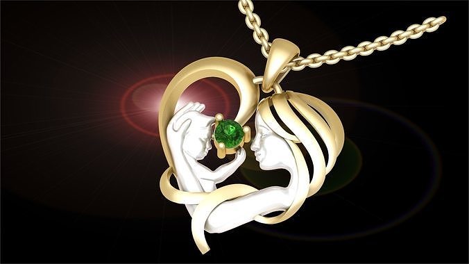 M2021 MOTHER BABY LOVE DIAMOND PENDENT  3D print model