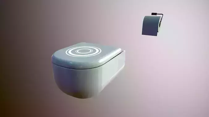 Futuristic Restroom Toilet Low-poly 3D model
