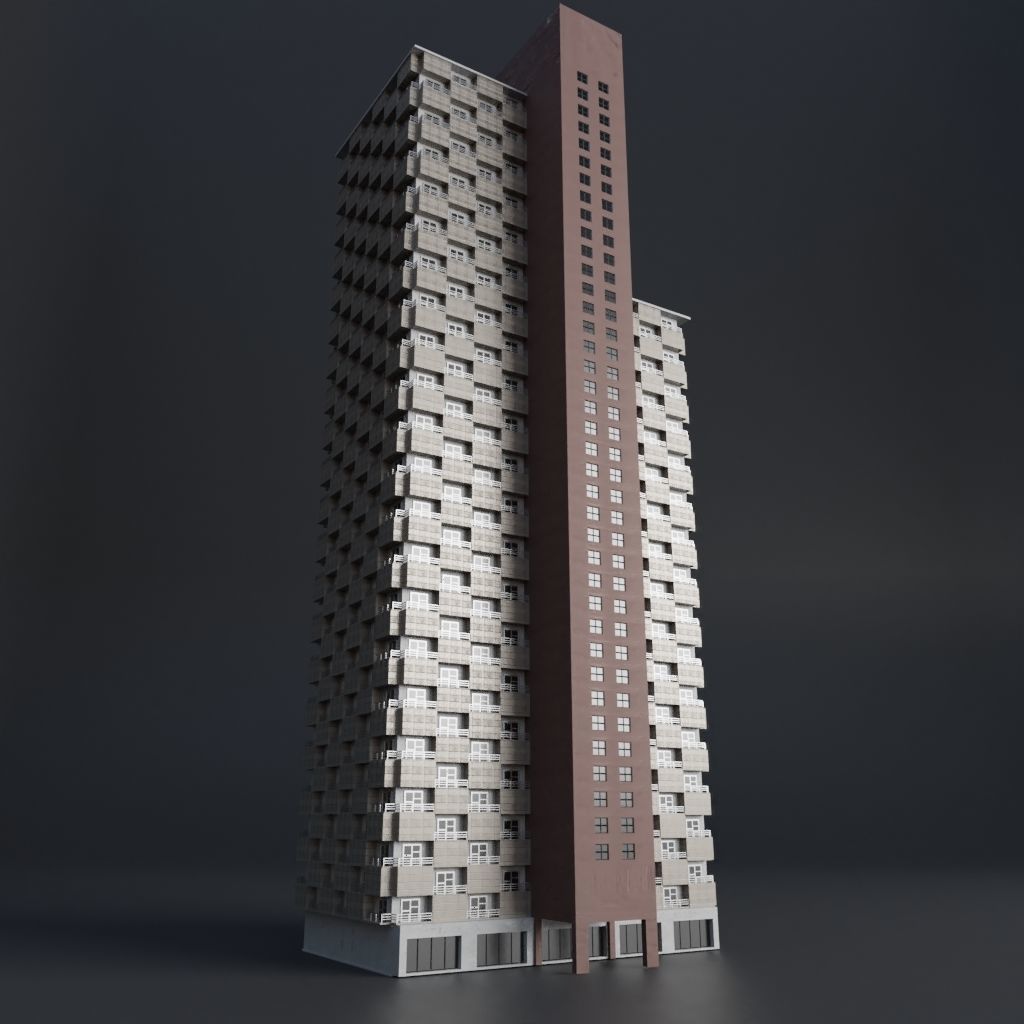 SKYSCRAPER CITY BUILDING 01 Low-poly 3D model_8
