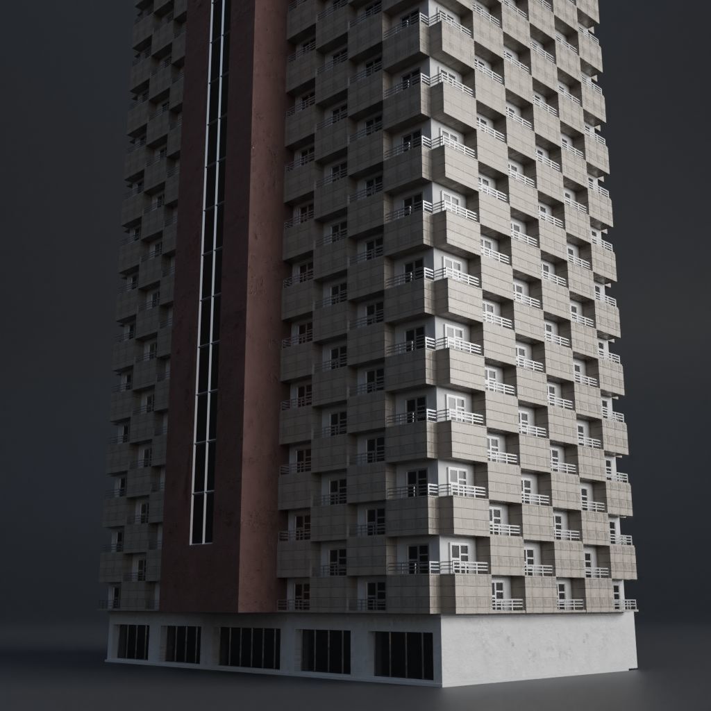 SKYSCRAPER CITY BUILDING 01 Low-poly 3D model_6