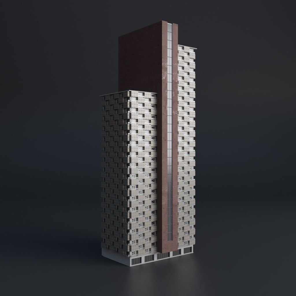 SKYSCRAPER CITY BUILDING 01 Low-poly 3D model_3