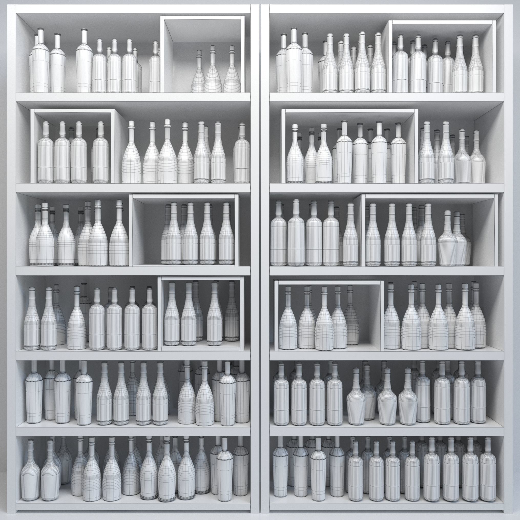 Large wine bar in the restaurant 3D model_1