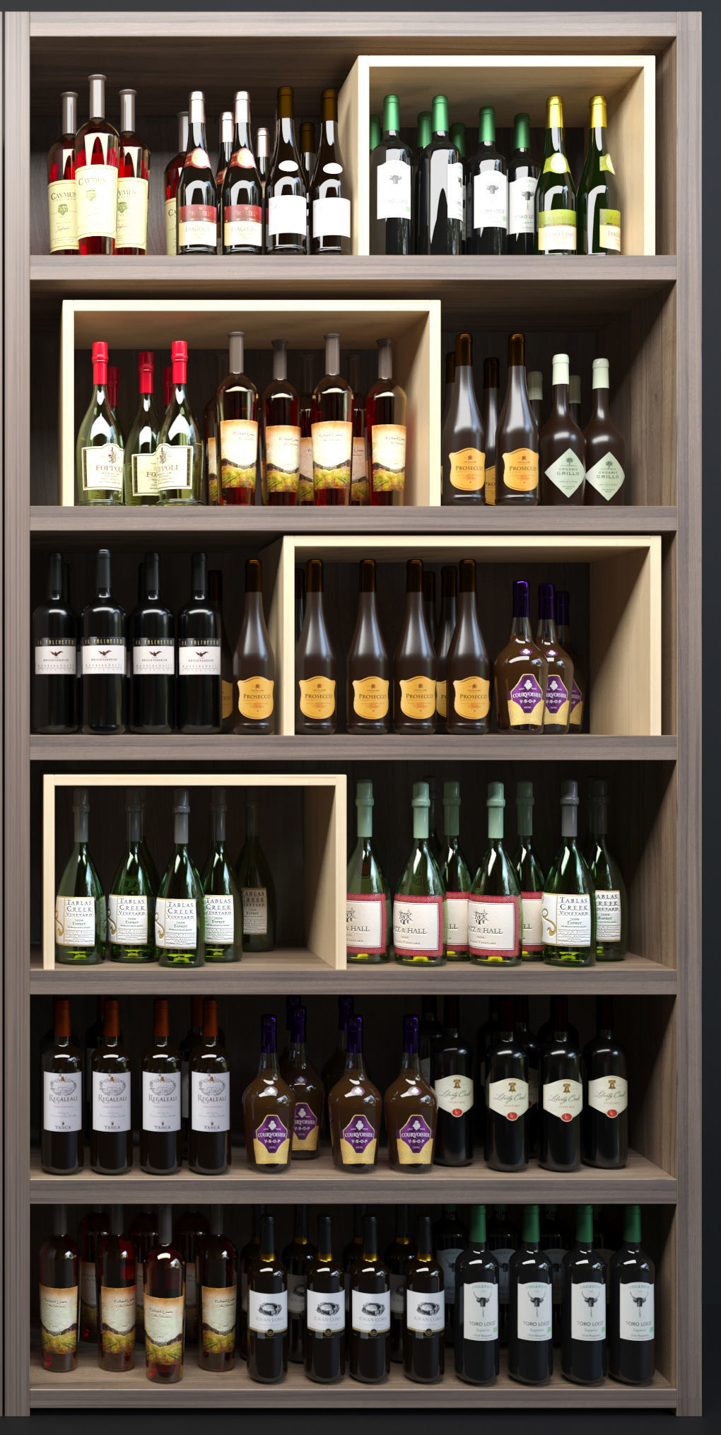 Large wine bar in the restaurant 3D model_3