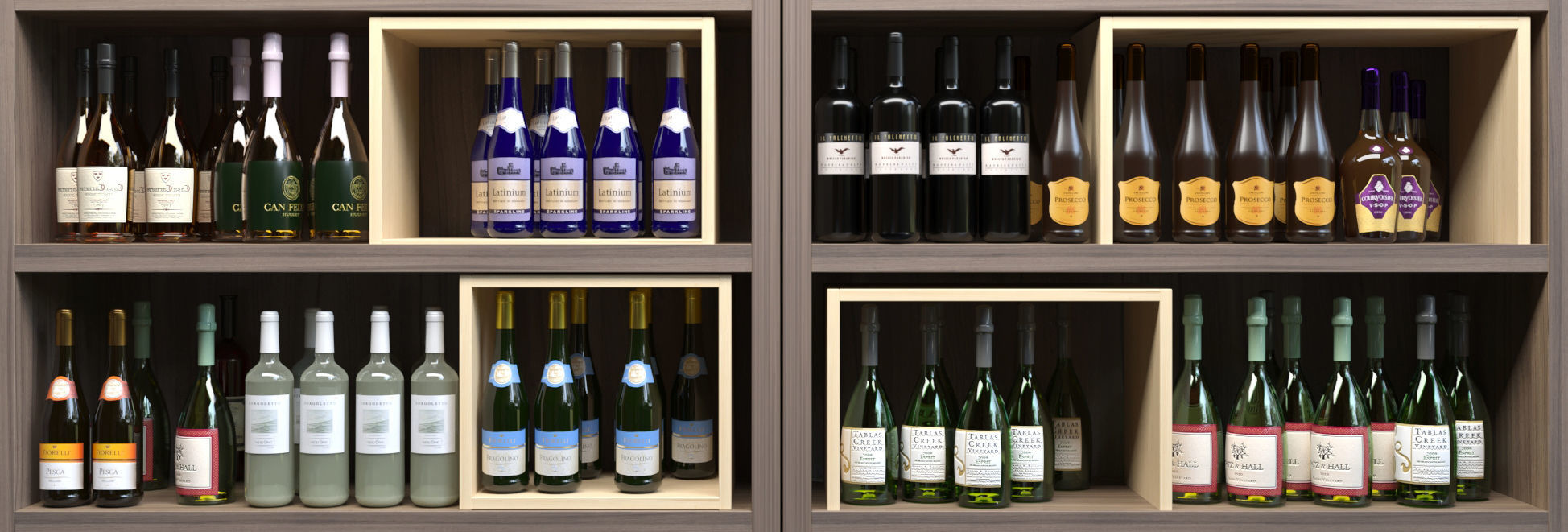 Large wine bar in the restaurant 3D model_4