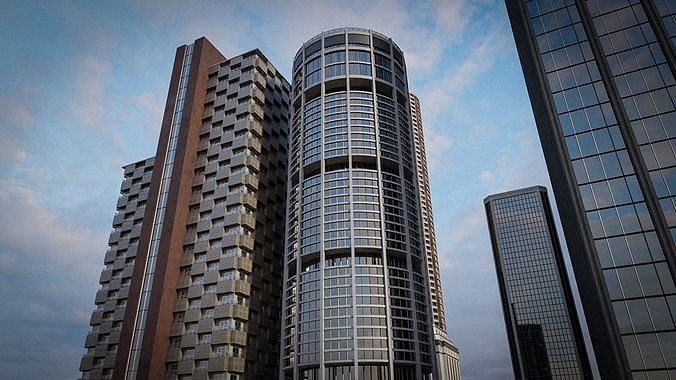 SKYSCRAPER CITY BUILDING 02 Low-poly 3D model