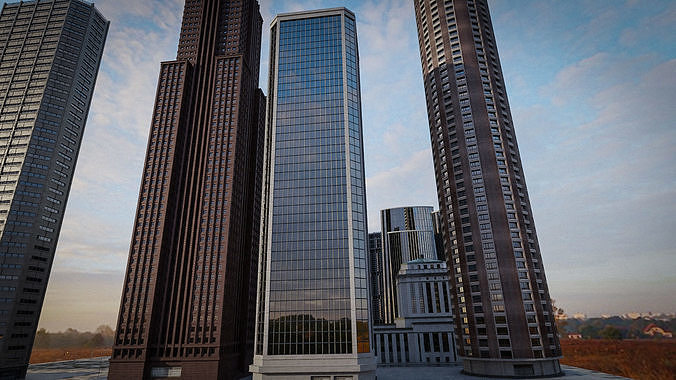 SKYSCRAPER CITY BUILDING 04 Low-poly 3D model