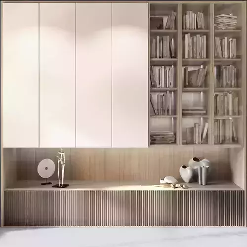Wardrobe with decor and books