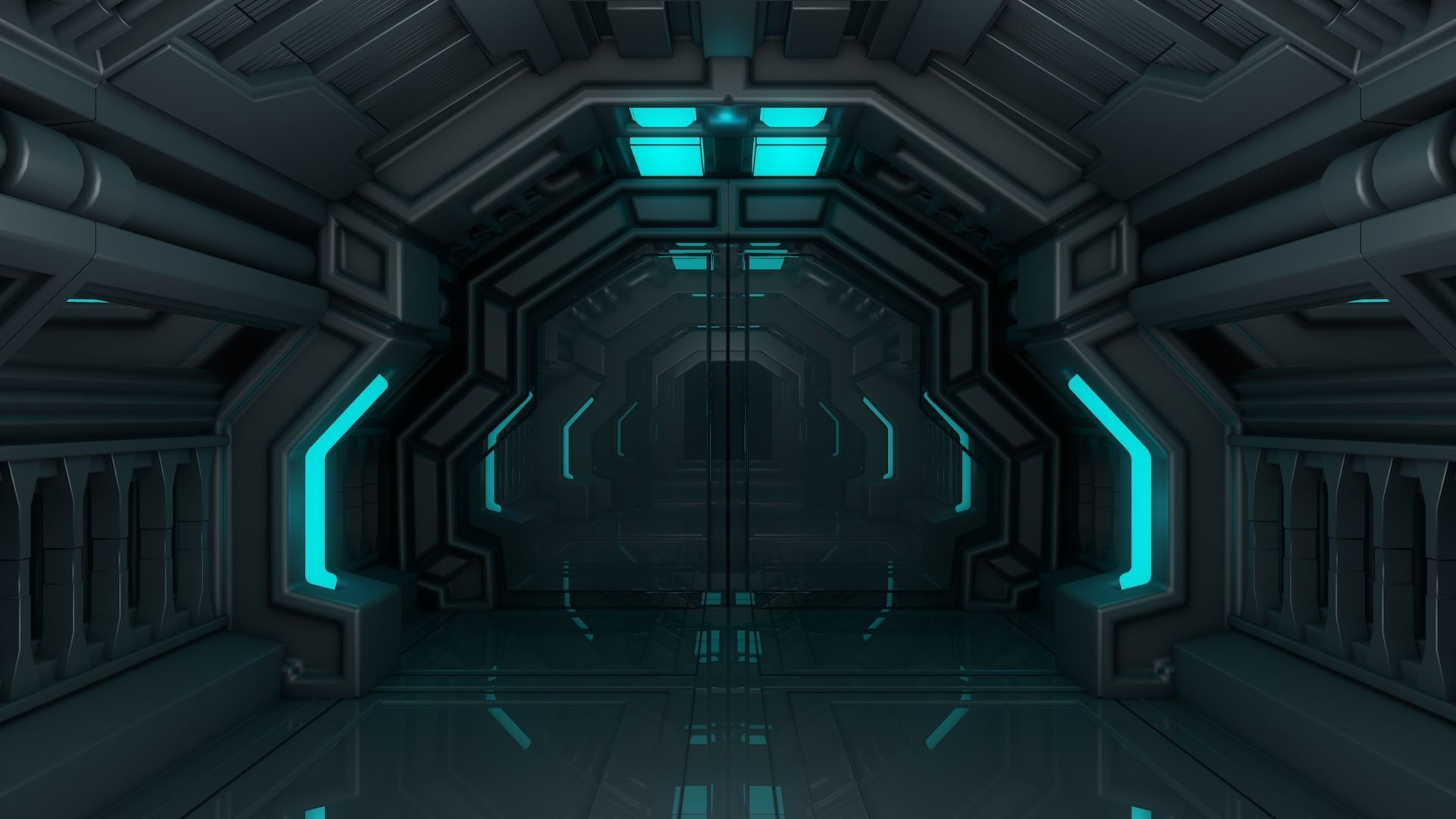Sci Fi Corridor 3D model_3