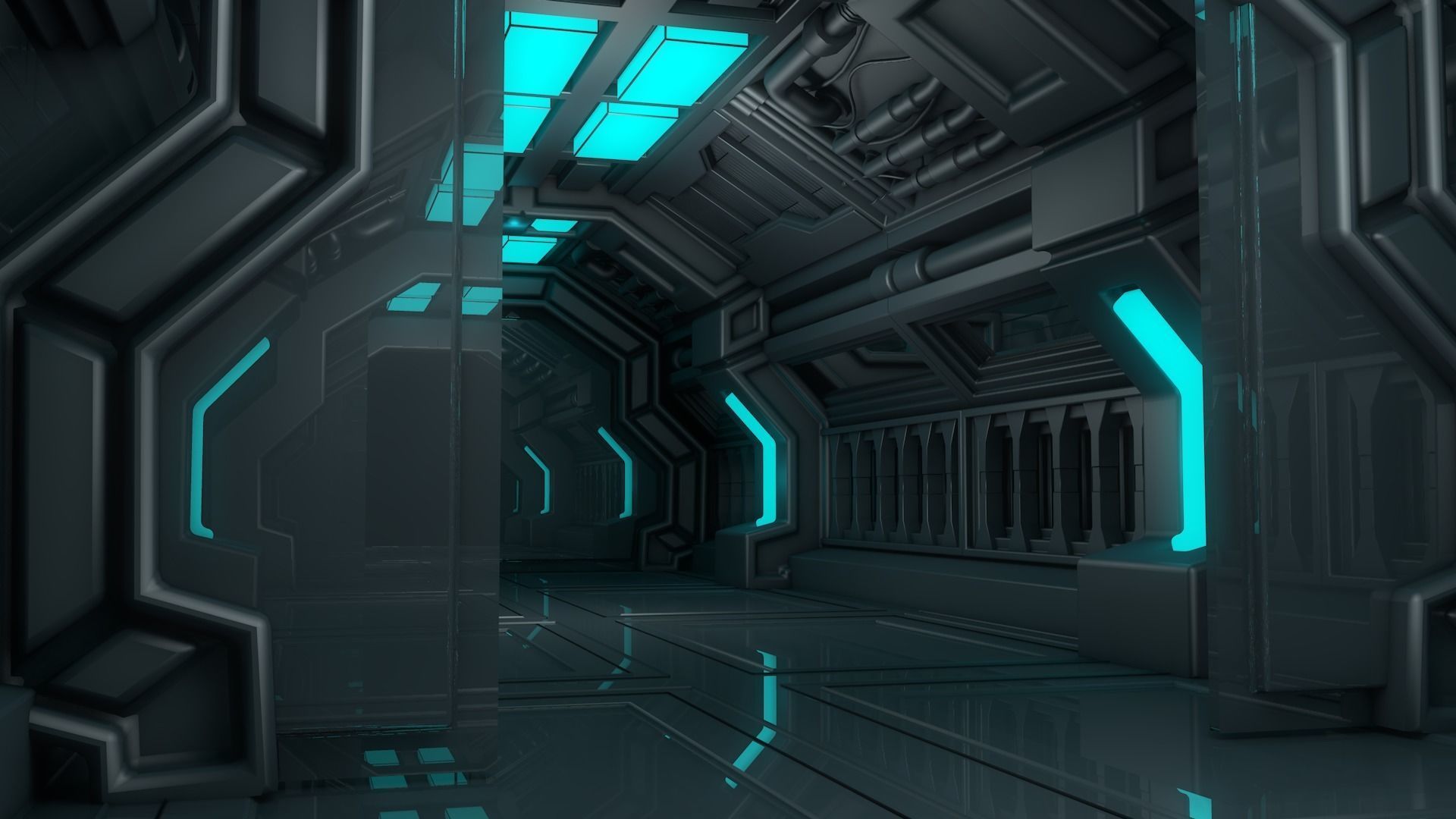 Sci Fi Corridor 3D model_4