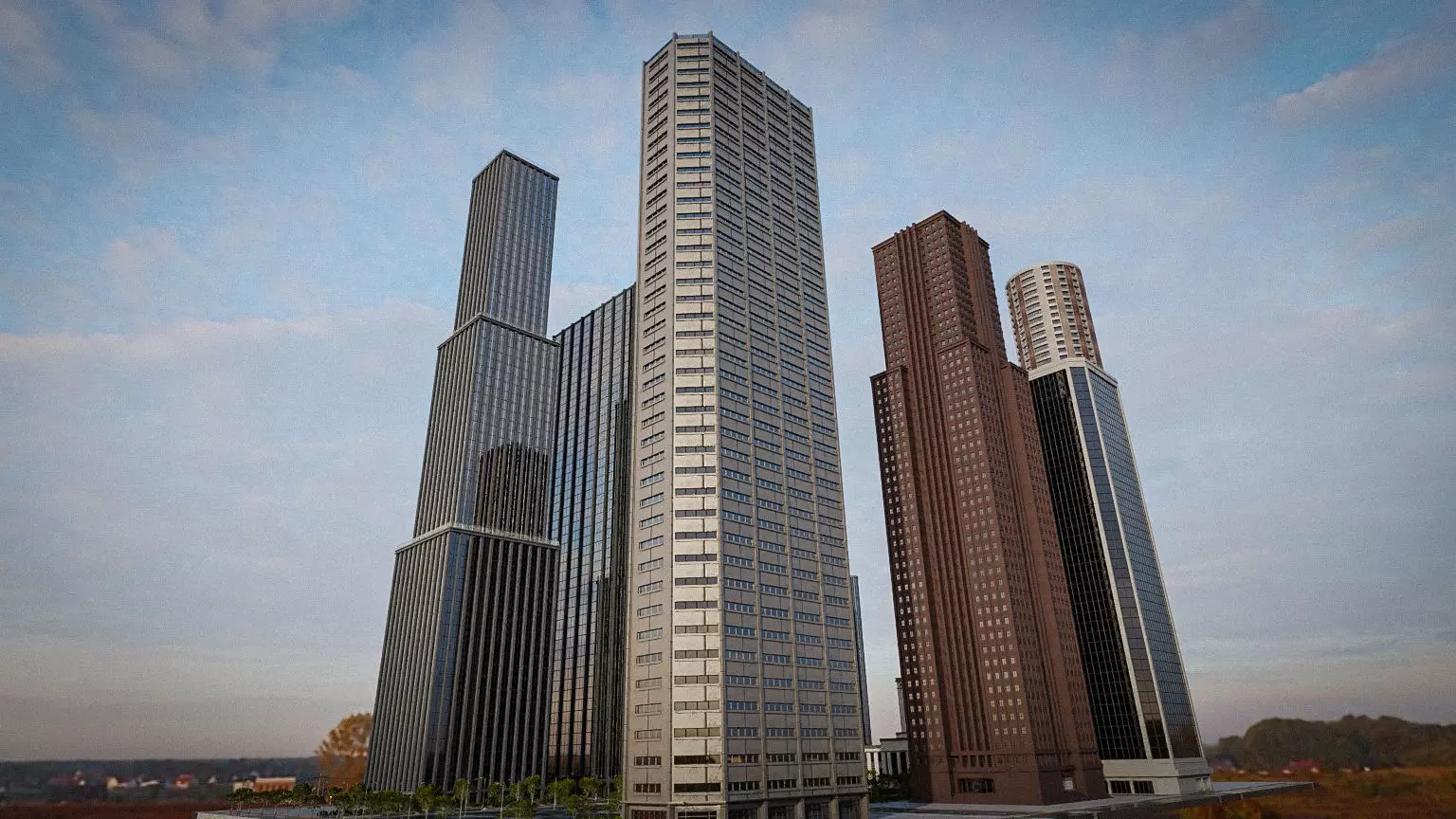 SKYSCRAPER CITY BUILDING 07 Low-poly 3D model_0