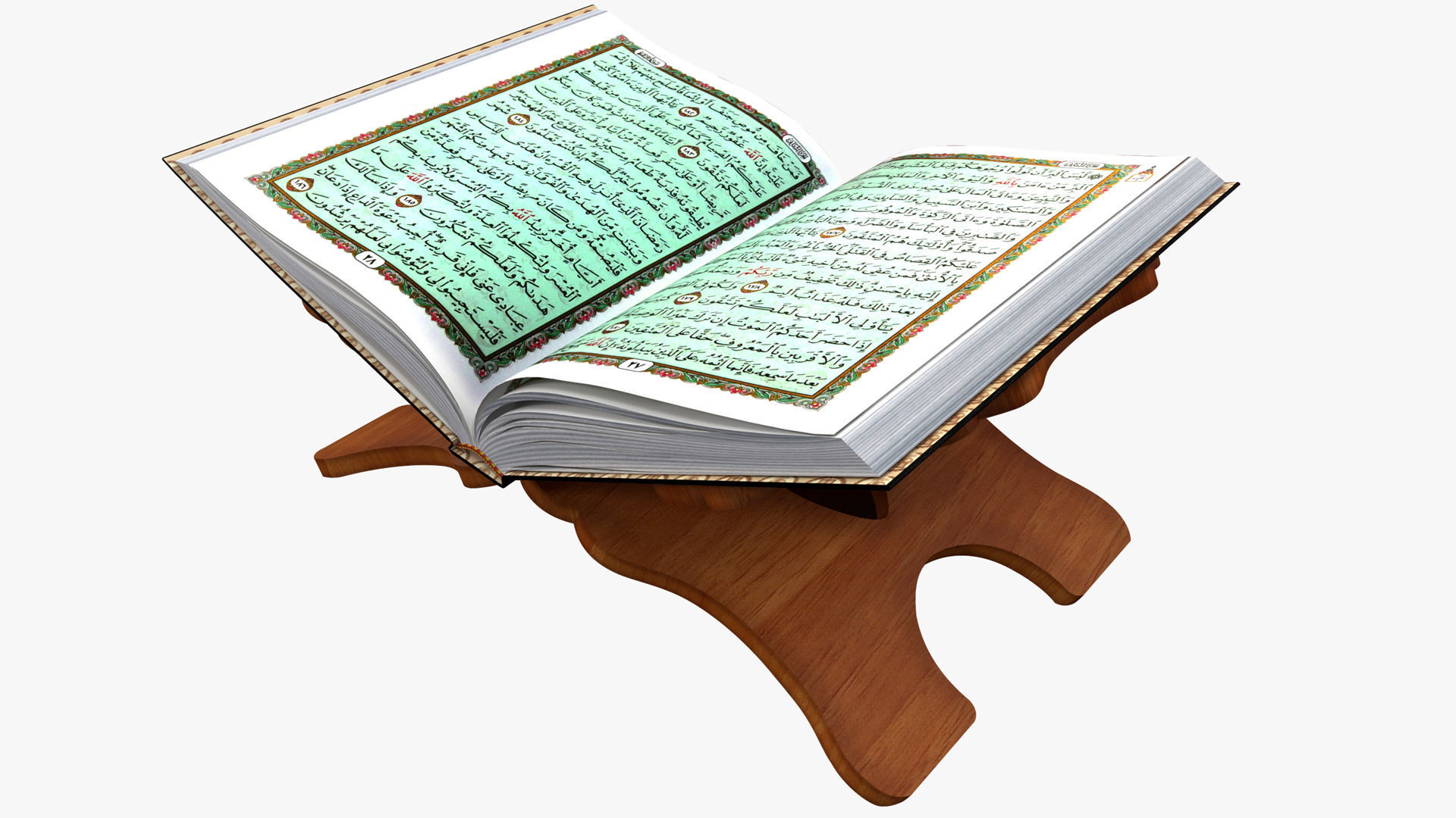 Holy Quran Book With Holder and Prayer Mat Low-poly 3D model_1