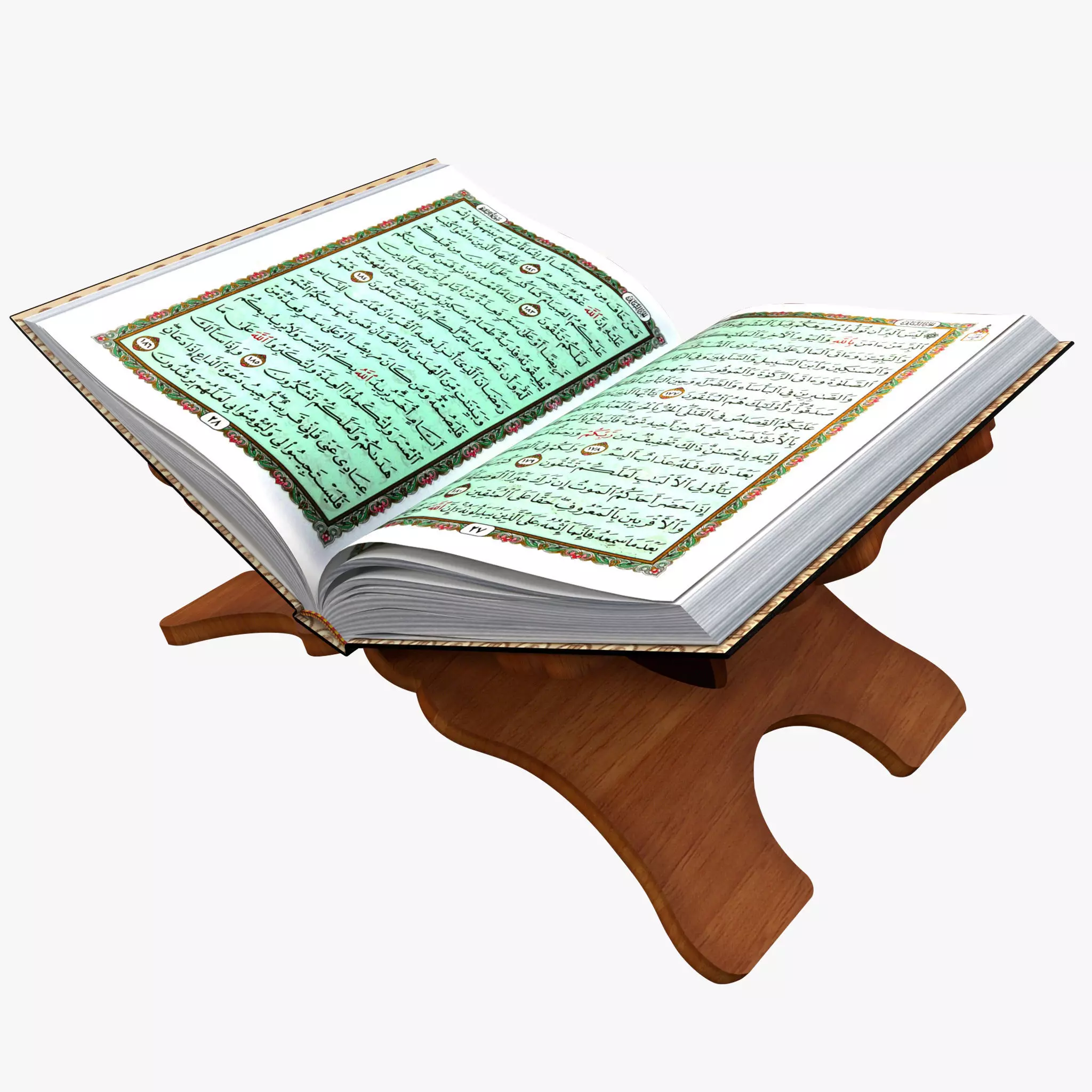 Holy Quran Book With Holder and Prayer Mat Low-poly 3D model_0