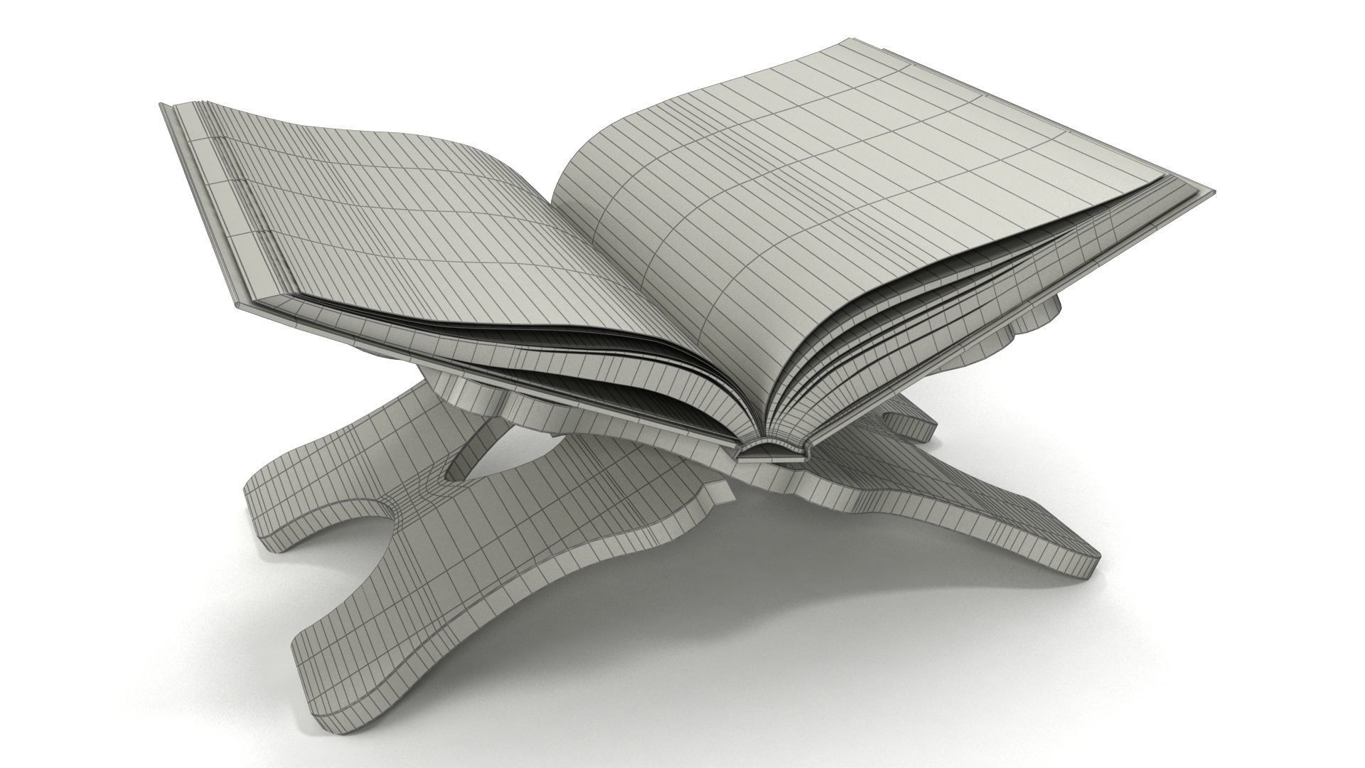 Holy Quran Book With Holder and Prayer Mat Low-poly 3D model_13