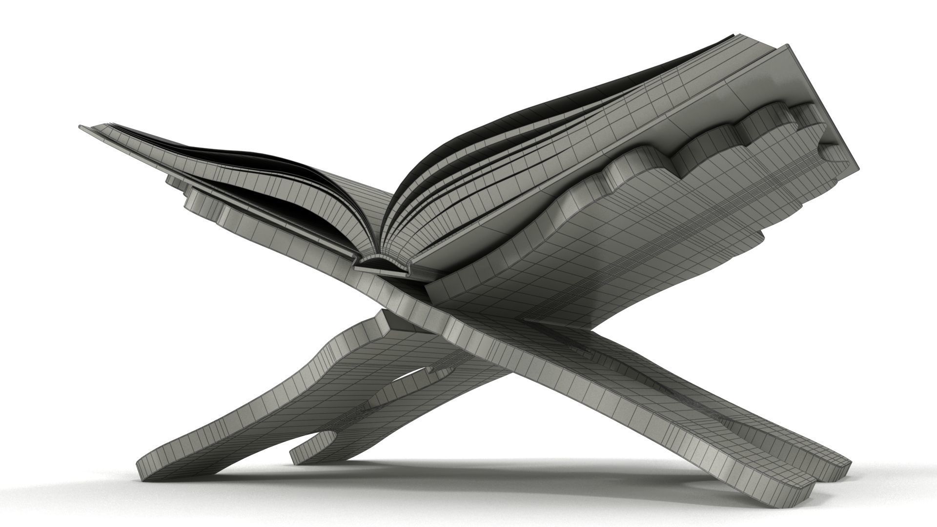 Holy Quran Book With Holder and Prayer Mat Low-poly 3D model_15