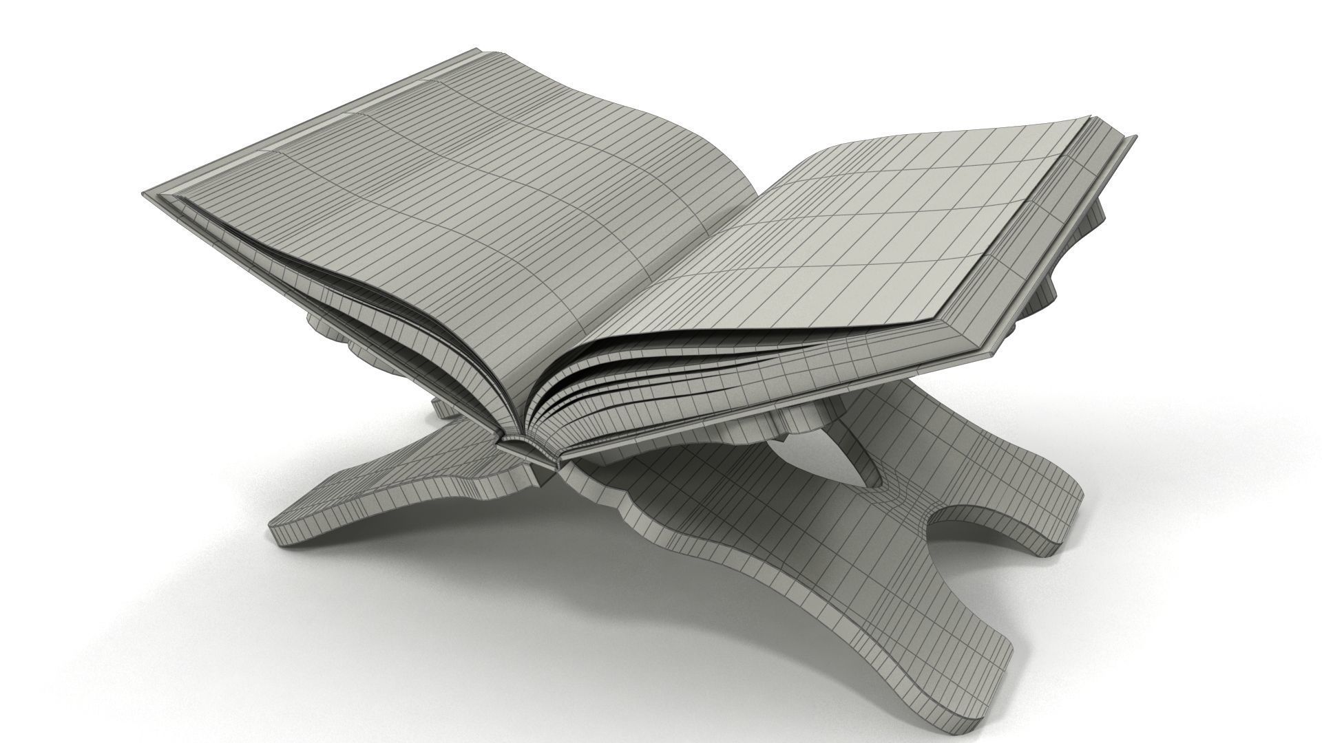 Holy Quran Book With Holder and Prayer Mat Low-poly 3D model_11