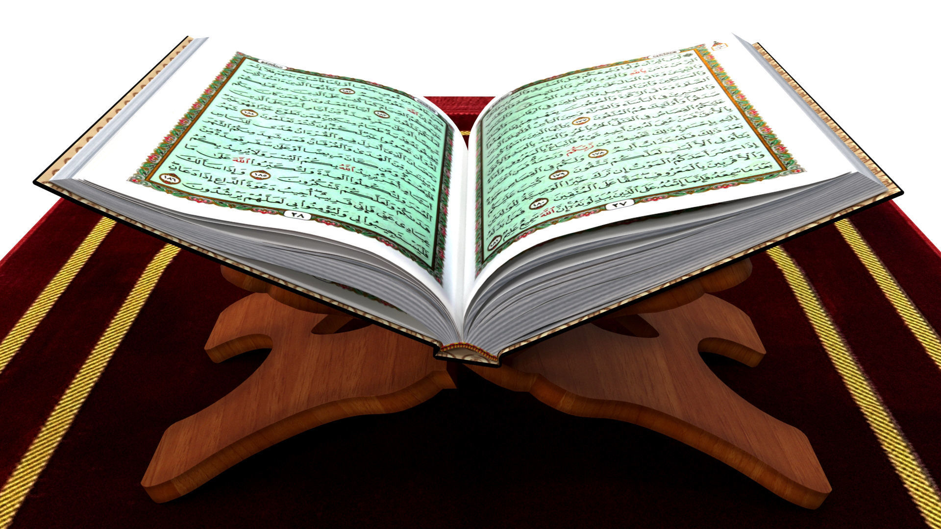 Holy Quran Book With Holder and Prayer Mat Low-poly 3D model_4