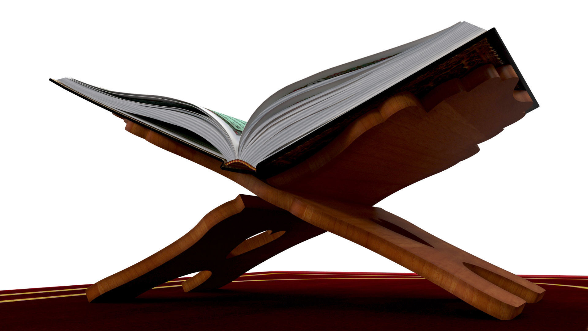 Holy Quran Book With Holder and Prayer Mat Low-poly 3D model_6