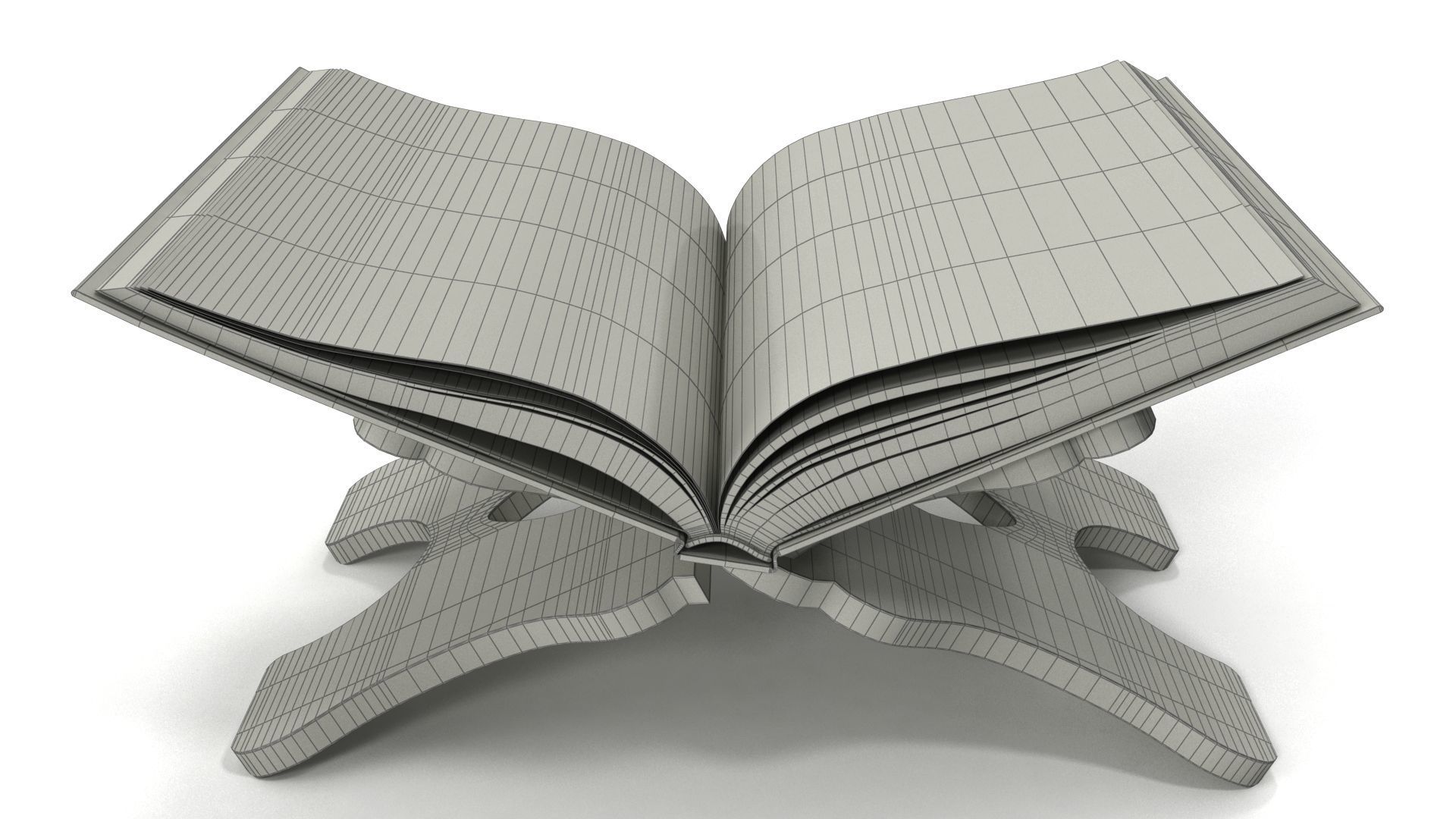 Holy Quran Book With Holder and Prayer Mat Low-poly 3D model_12