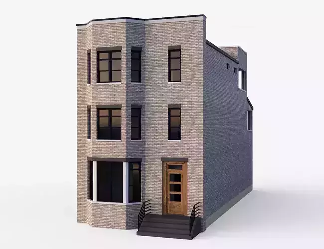Brownstone townhouse 2 Low-poly 3D model