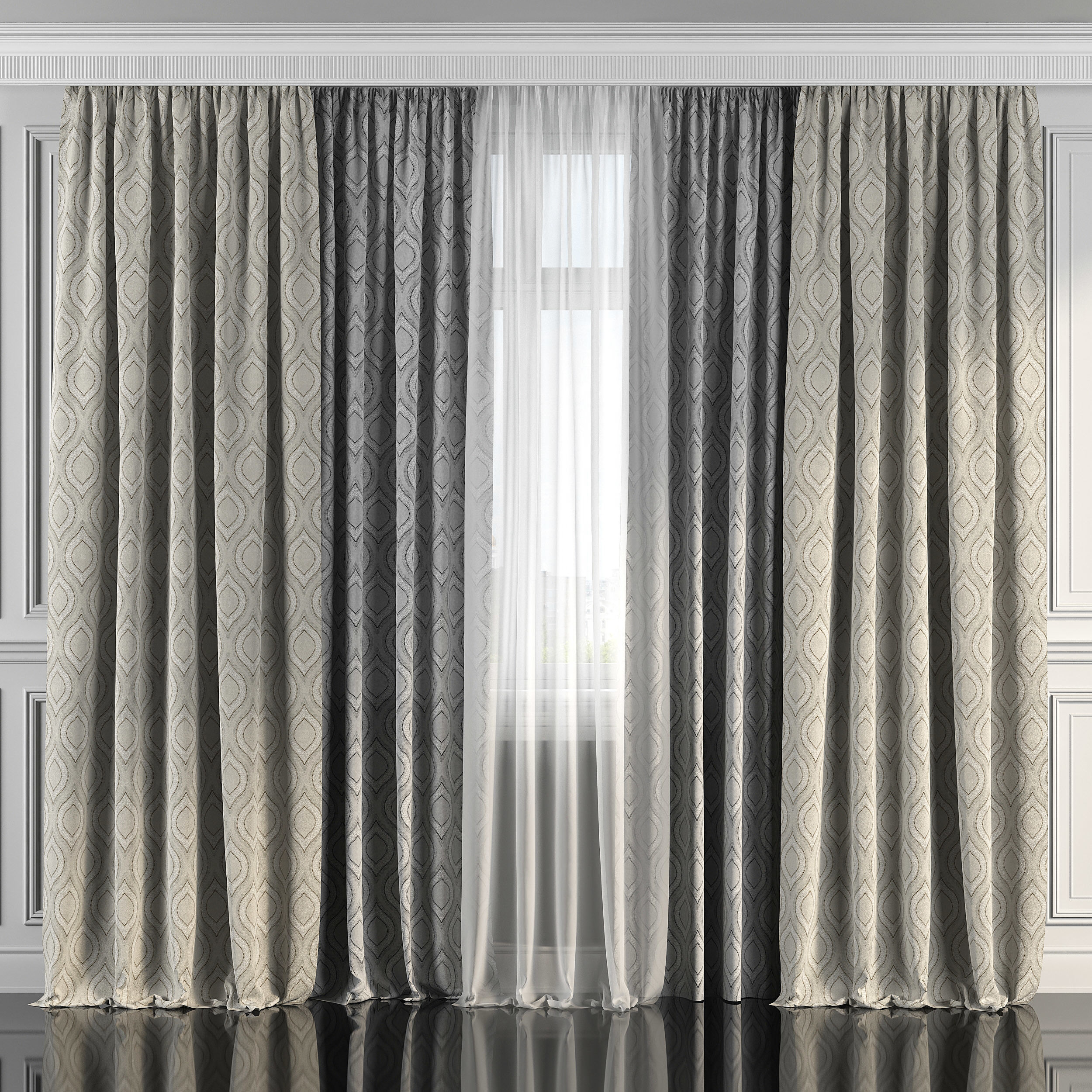 Curtain Set 183 3D model_1
