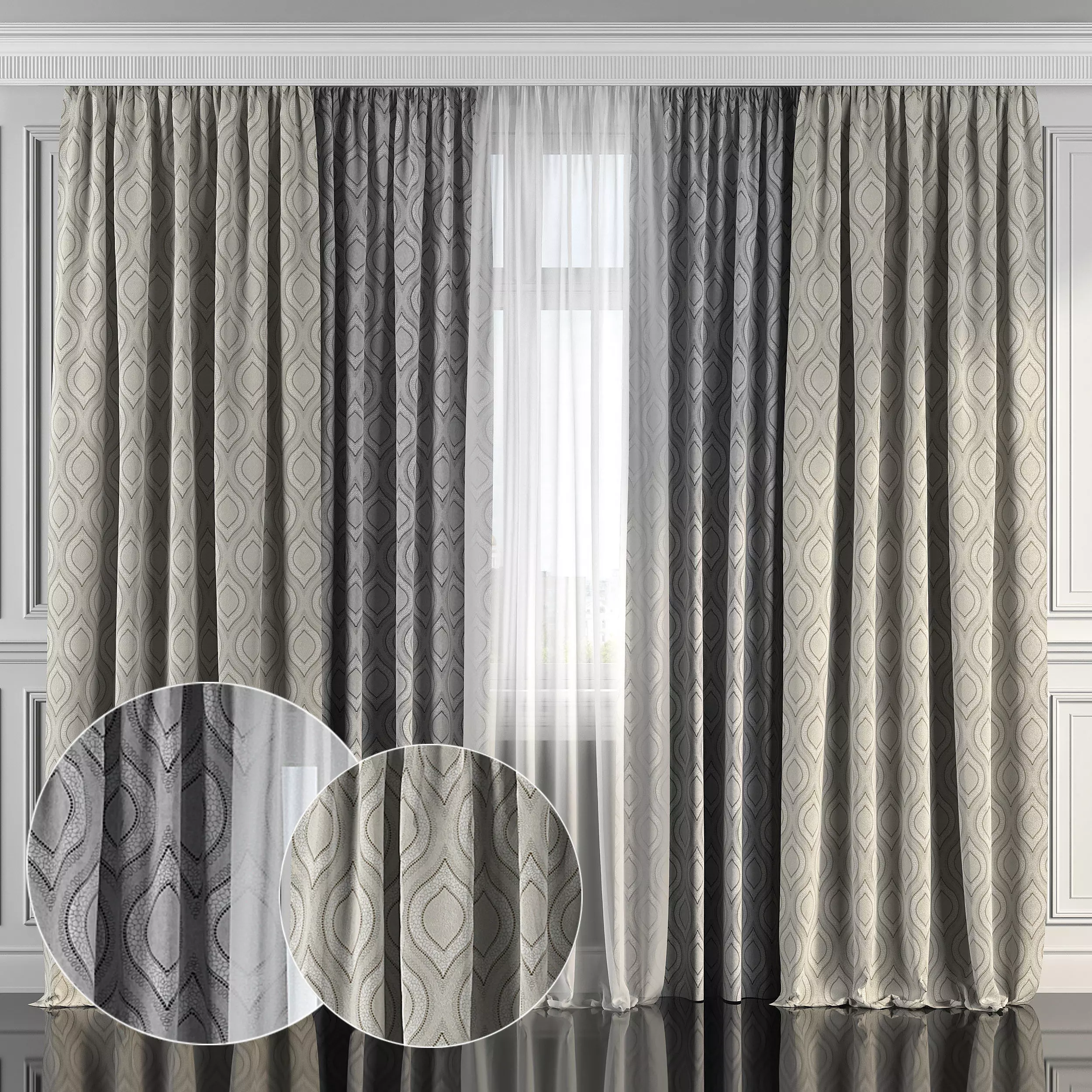 Curtain Set 183 3D model_0