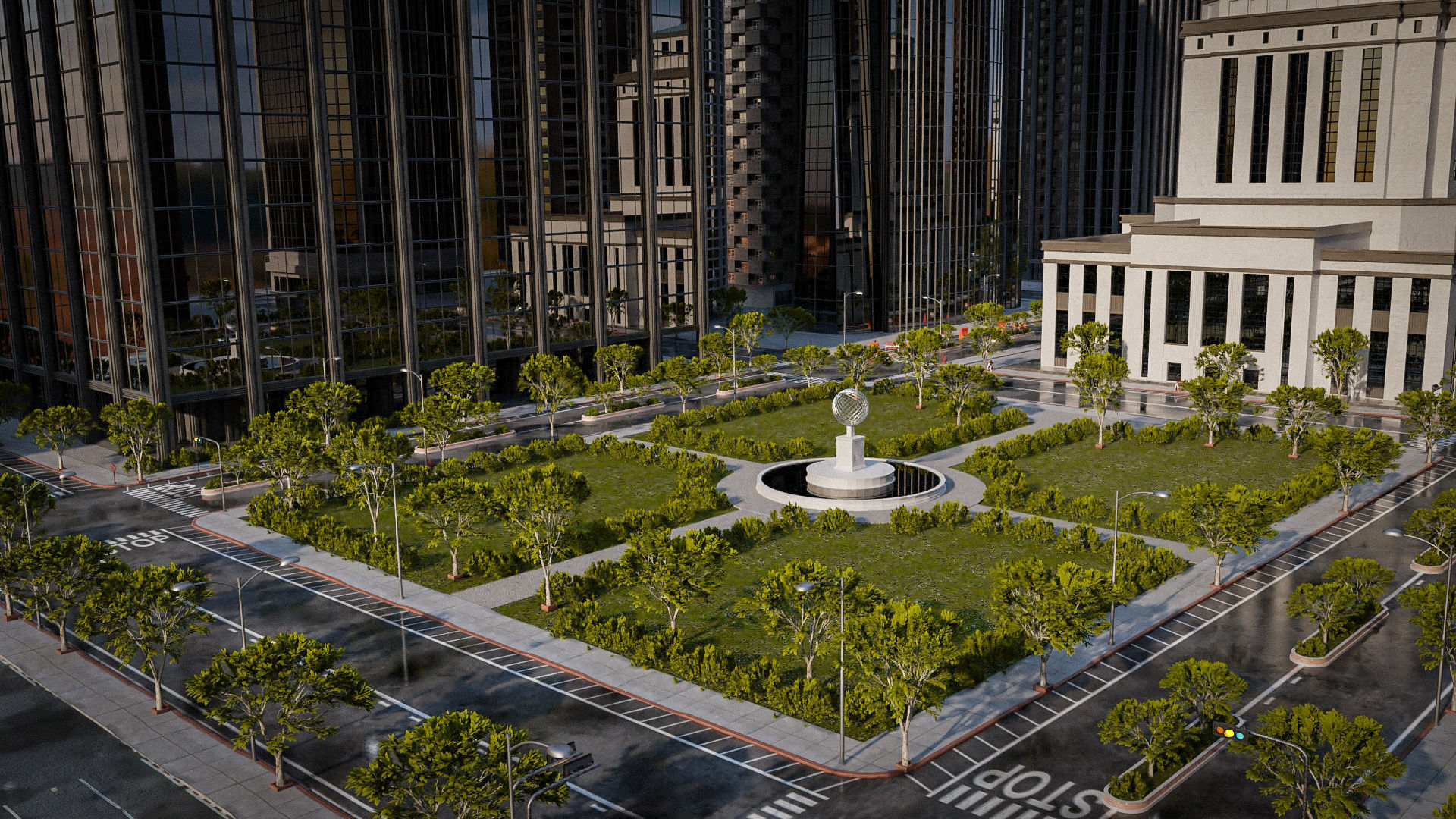 SKYSCRAPER CITY BUILDING 10 Low-poly 3D model_15