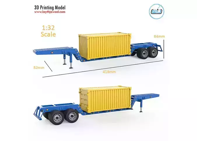 Heavy Trailer With Container 3D Printing Model