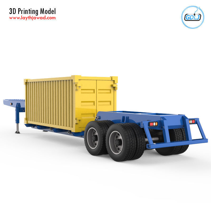 Heavy Trailer With Container 3D Printing Model 3D print model_8