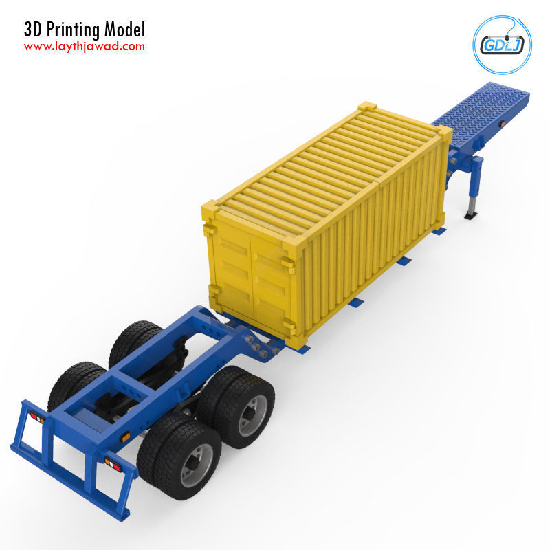 Heavy Trailer With Container 3D Printing Model 3D print model_3