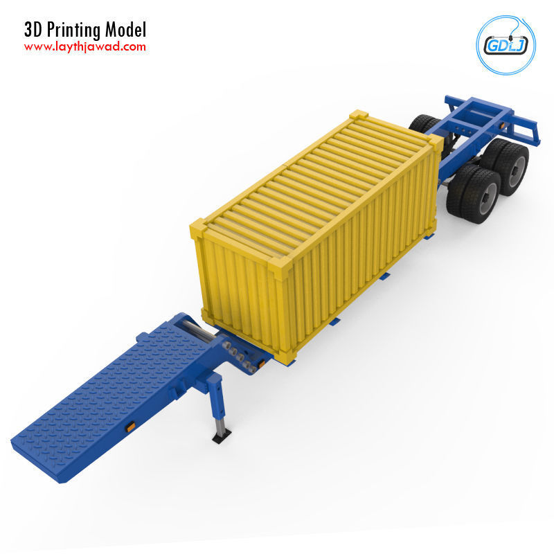 Heavy Trailer With Container 3D Printing Model 3D print model_4