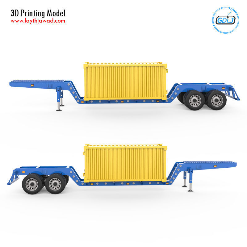 Heavy Trailer With Container 3D Printing Model 3D print model_5