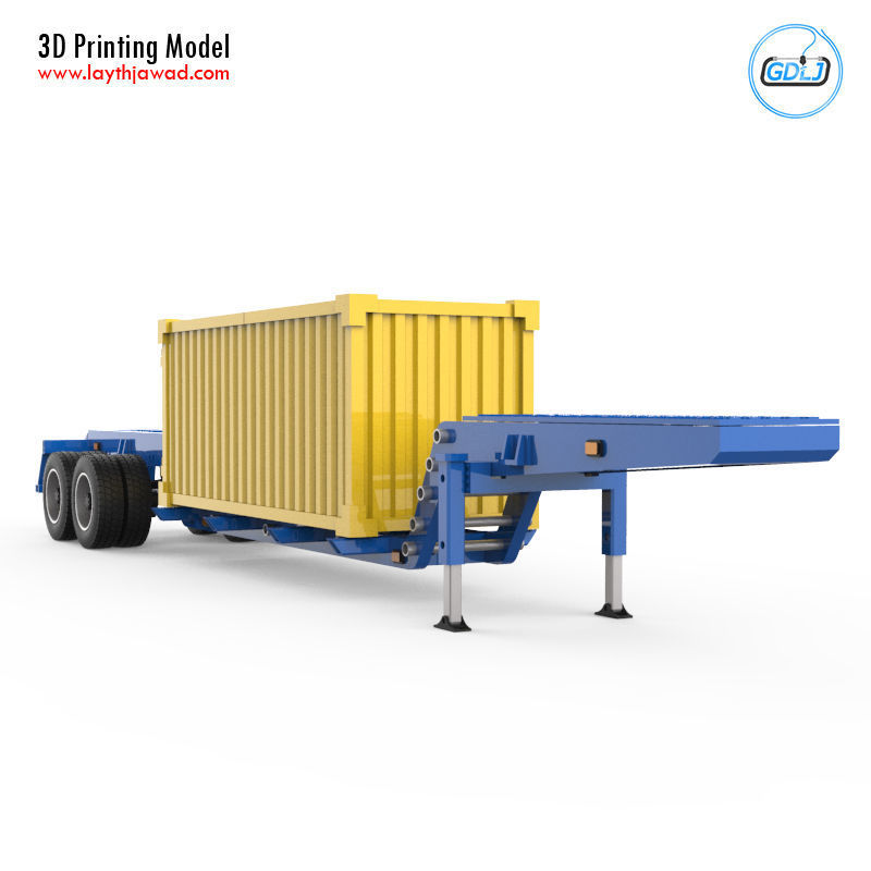 Heavy Trailer With Container 3D Printing Model 3D print model_7