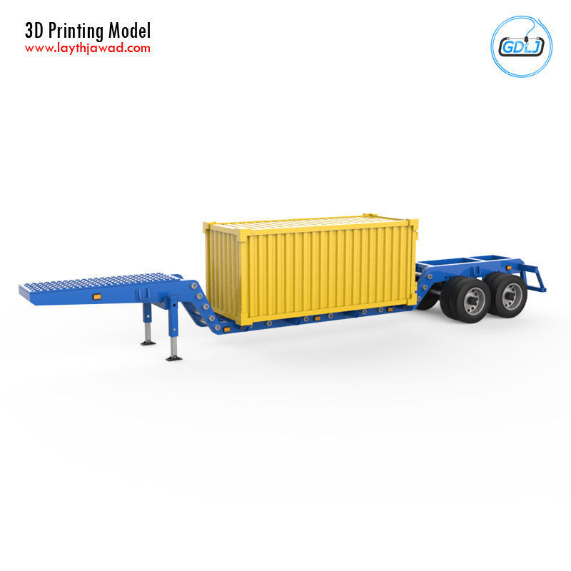 Heavy Trailer With Container 3D Printing Model 3D print model_1