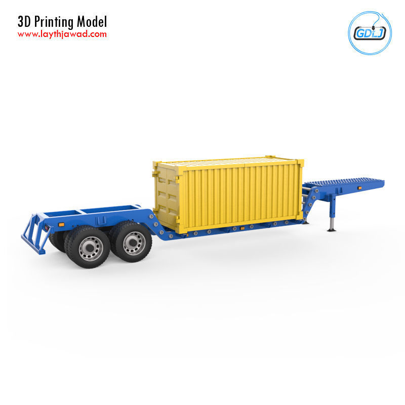Heavy Trailer With Container 3D Printing Model 3D print model_2