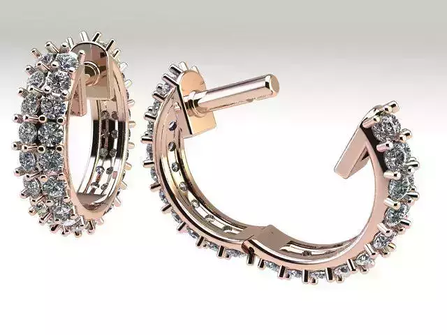 Dainty Double Row Diamond Infinity Hoops 3D print model