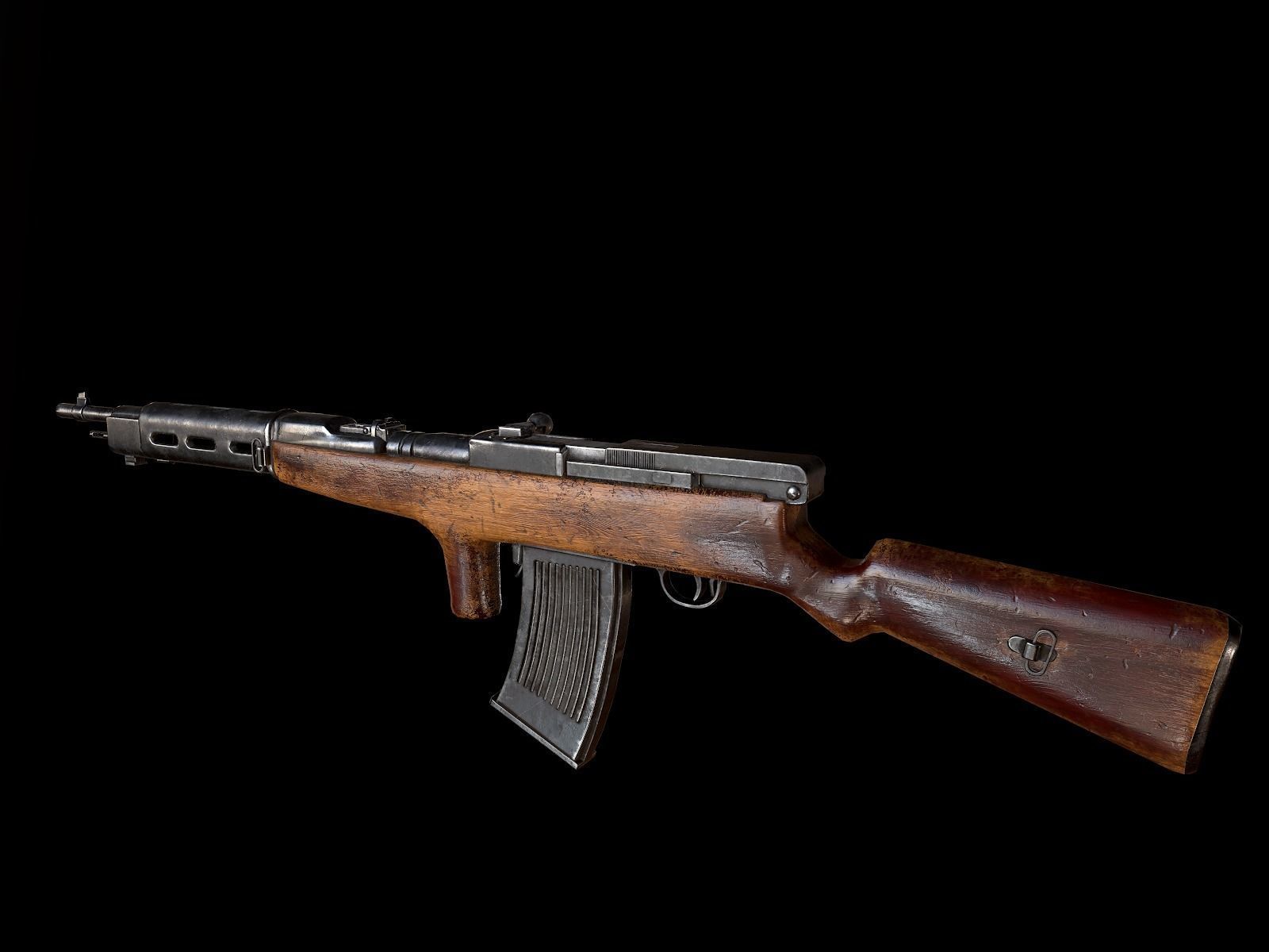 Fedorov WW2 USSR machine gun PBR Low-poly 3D model_9