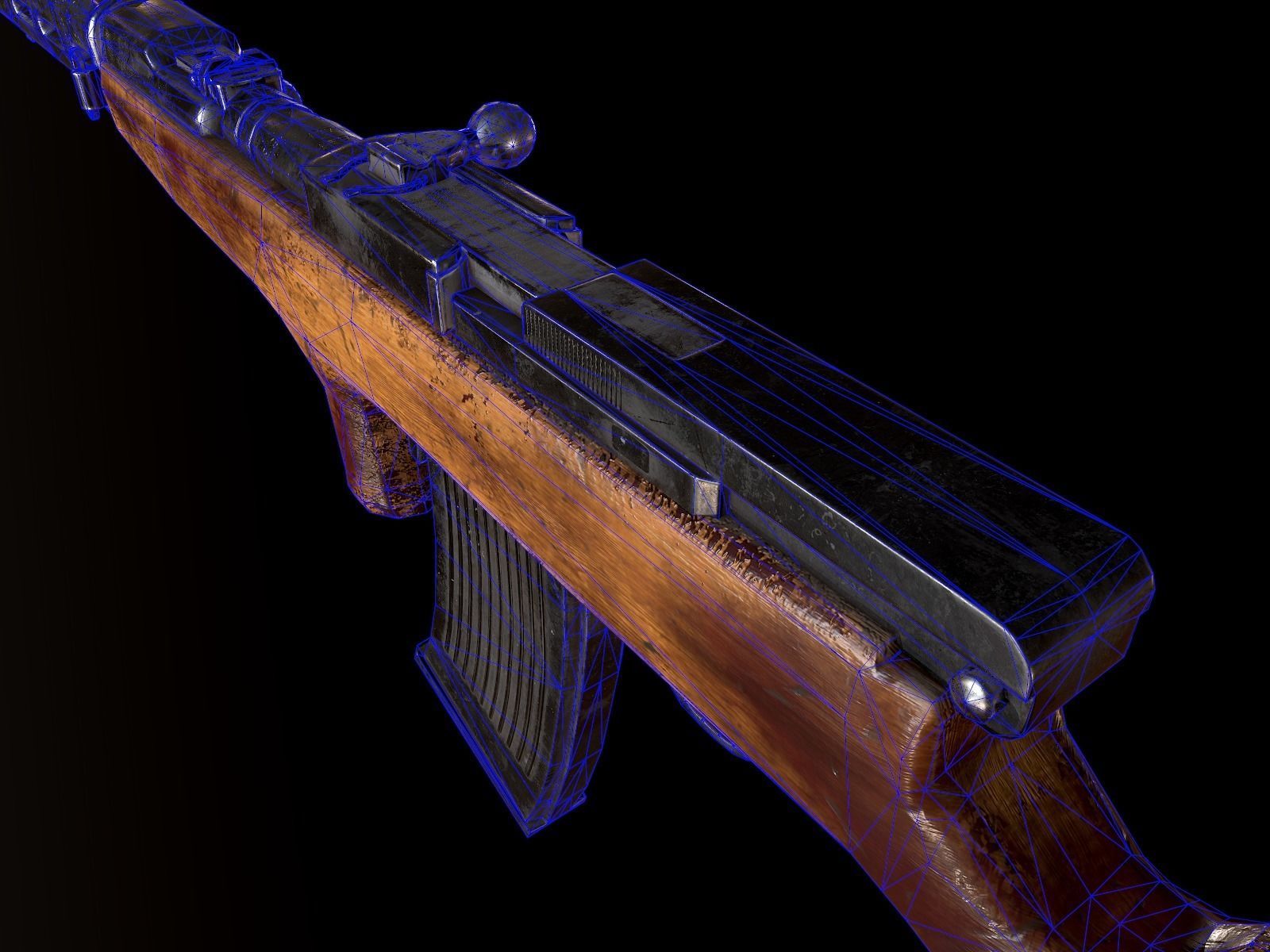 Fedorov WW2 USSR machine gun PBR Low-poly 3D model_12