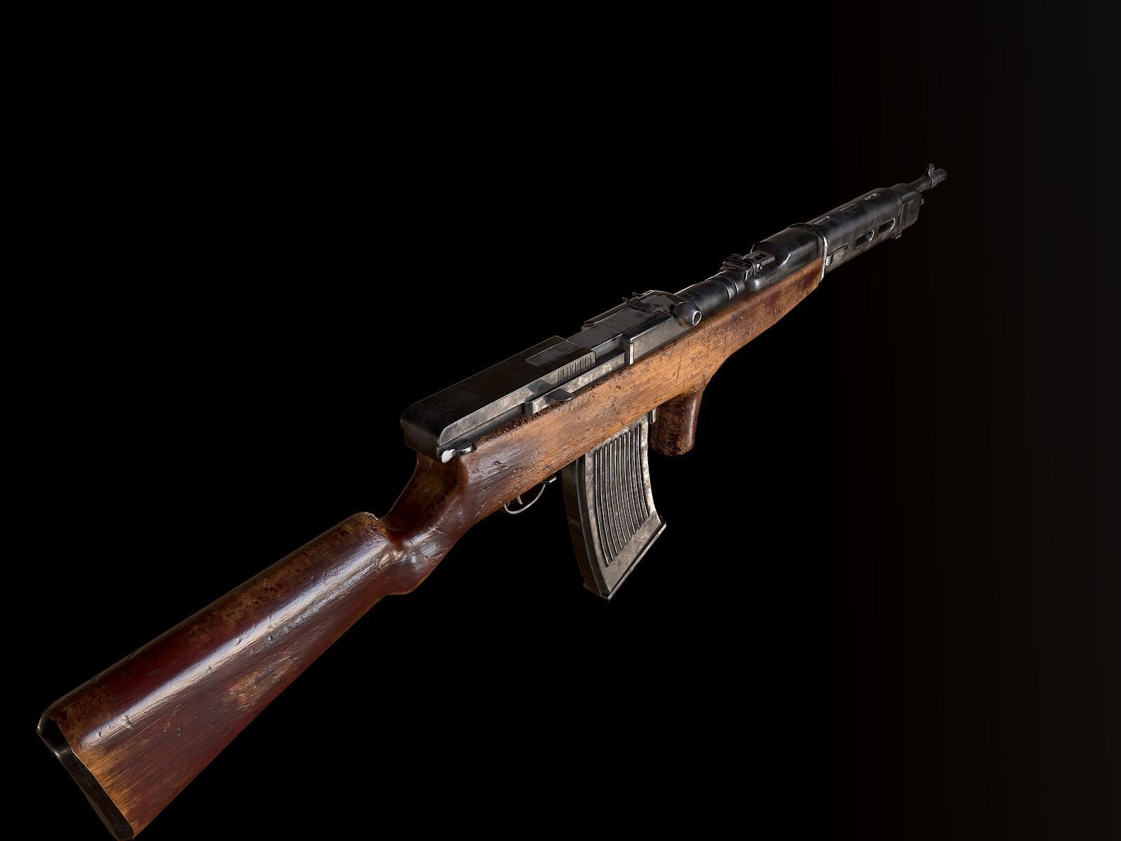 Fedorov WW2 USSR machine gun PBR Low-poly 3D model_11