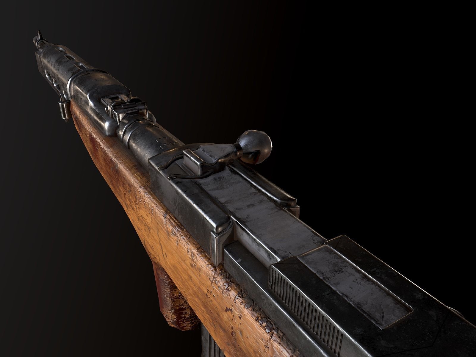 Fedorov WW2 USSR machine gun PBR Low-poly 3D model_13