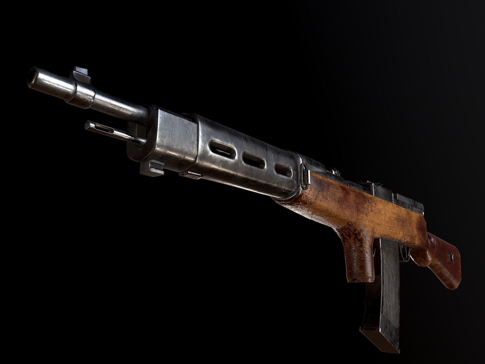 Fedorov WW2 USSR machine gun PBR Low-poly 3D model_4