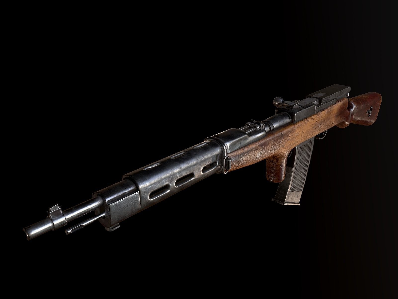 Fedorov WW2 USSR machine gun PBR Low-poly 3D model_3