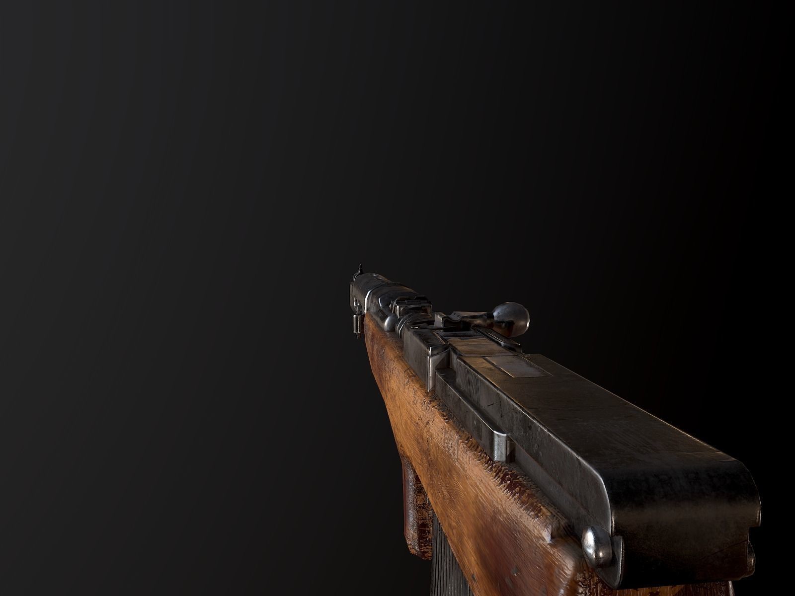 Fedorov WW2 USSR machine gun PBR Low-poly 3D model_8