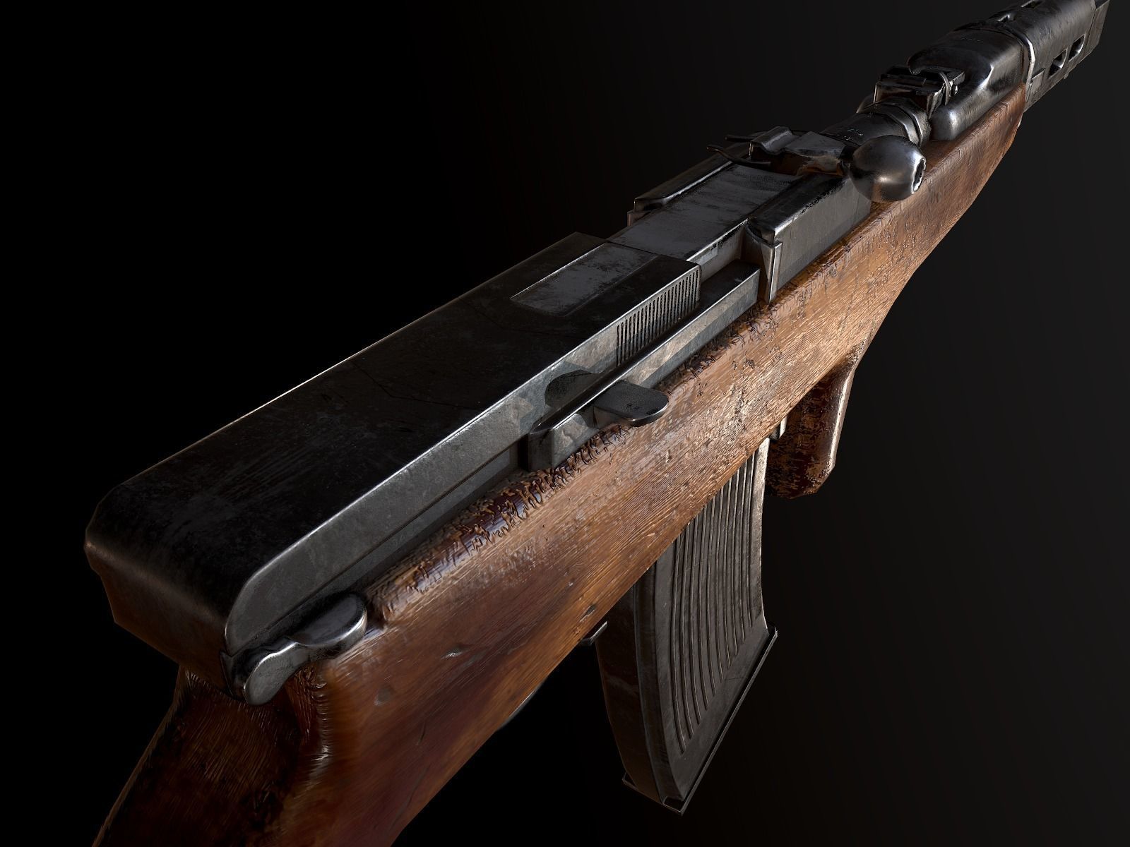 Fedorov WW2 USSR machine gun PBR Low-poly 3D model_6