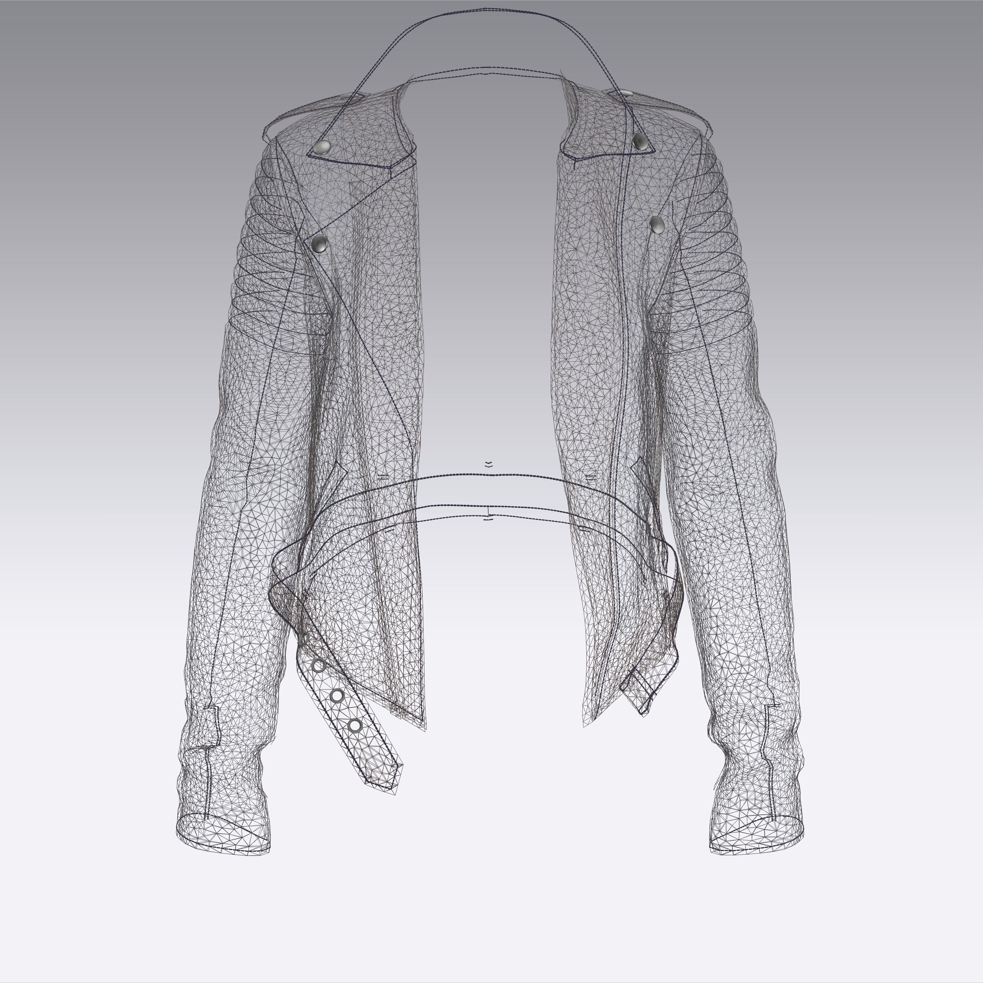 Biker Jacket model for CLO 3d and Marvelous Designer 3D model_8