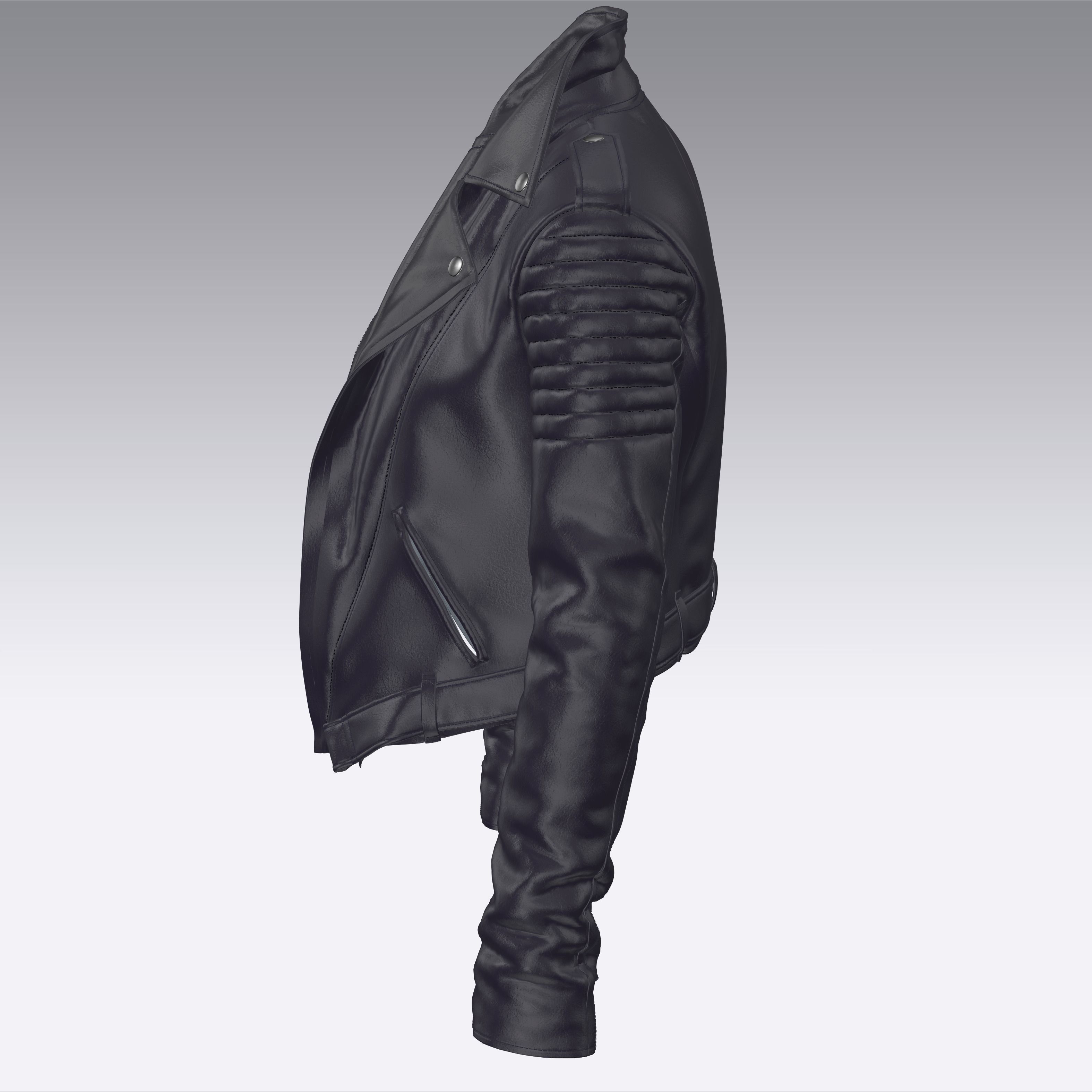 Biker Jacket model for CLO 3d and Marvelous Designer 3D model_3