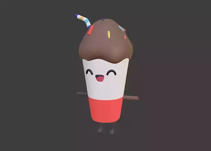 Milkshake ice cream cone with smiley face
