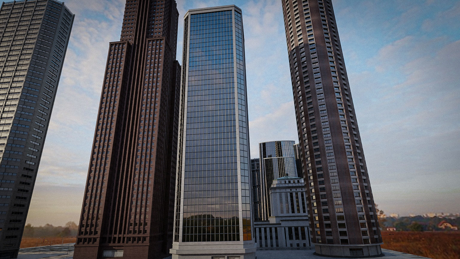 CITY SCENE SET SKYSCRAPER Low-poly 3D model_15
