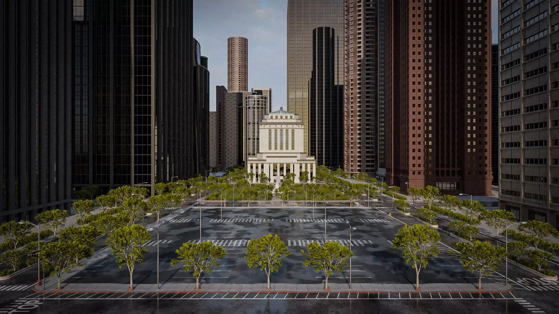 CITY SCENE SET SKYSCRAPER Low-poly 3D model_0