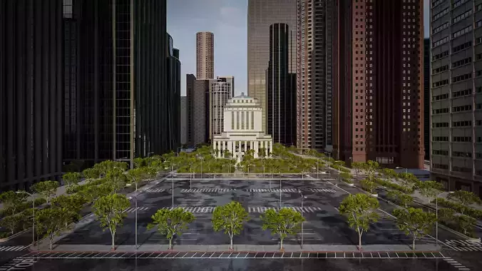 CITY SCENE SET SKYSCRAPER Low-poly 3D model