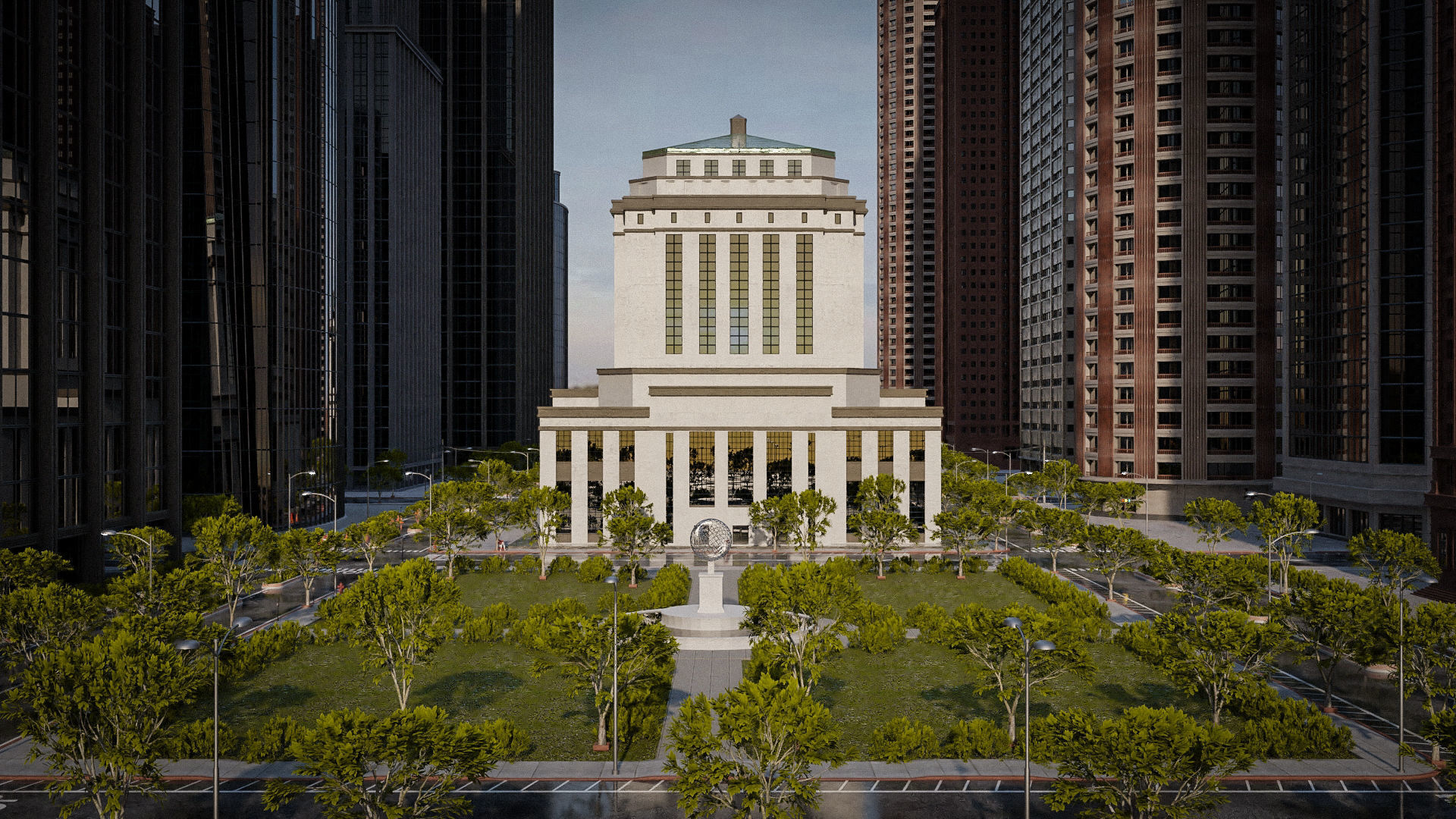 CITY SCENE SET SKYSCRAPER Low-poly 3D model_20